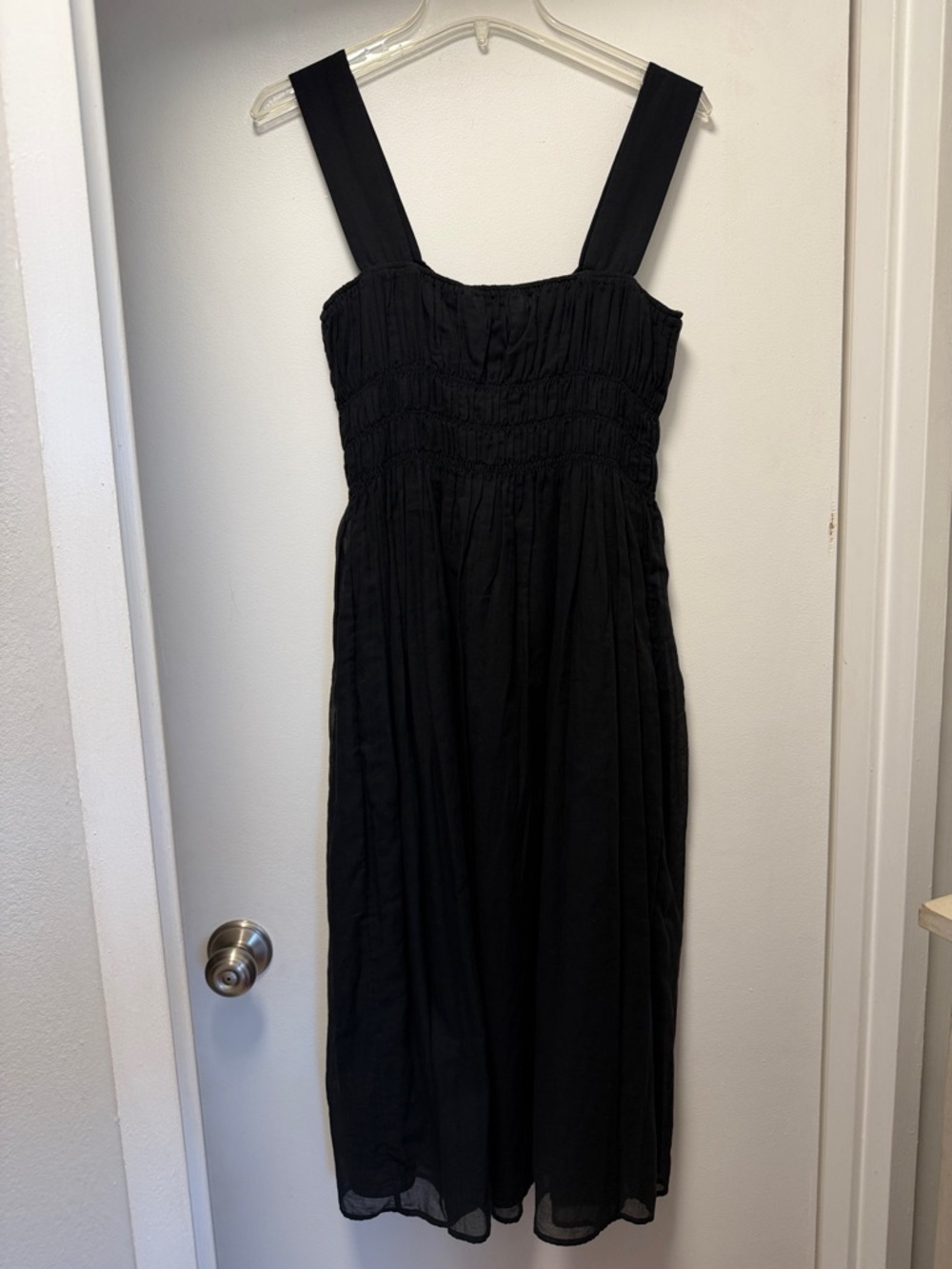 NWT Burberry Delilah Black Smocked Cotton Midi Dress 8084316 - Sz 6 - Picture 7 of 9